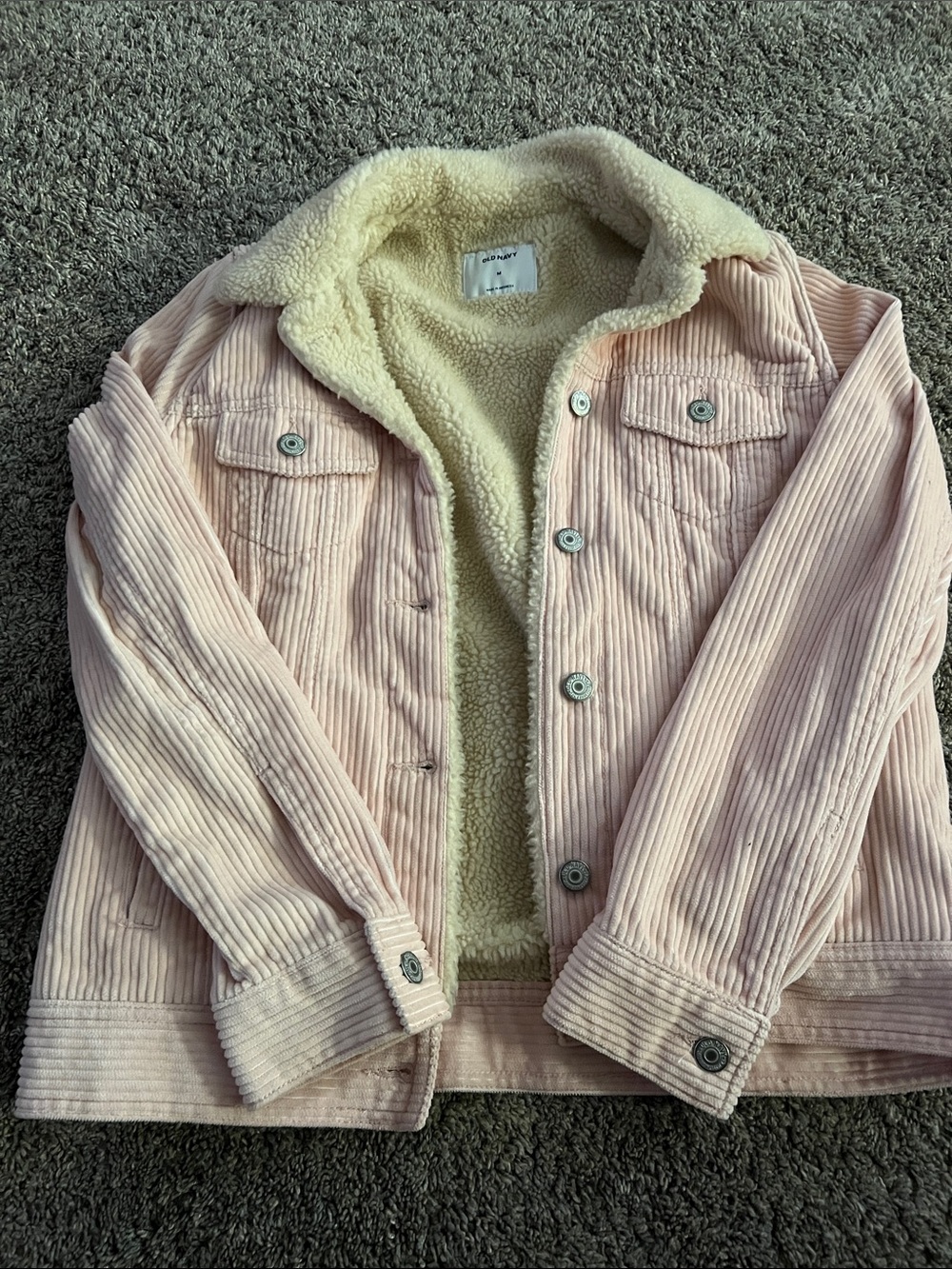 Old Navy Pale Pink Corduroy Sherpa-Lined Jacket